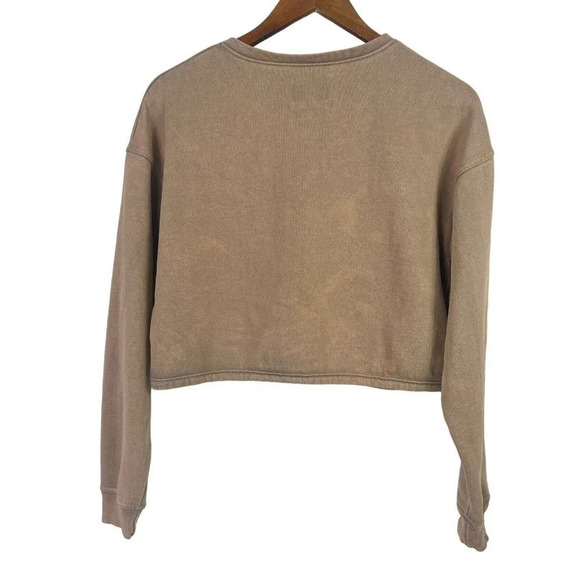 Urban Outfitters Women’s Crop Top Sweatshirt 1/2 Zip Stone Wash Brown Sz Medium - Picture 2 of 7